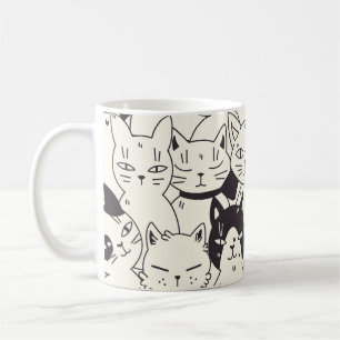 Mug Les chats dessinés à la main gribouillent un motif