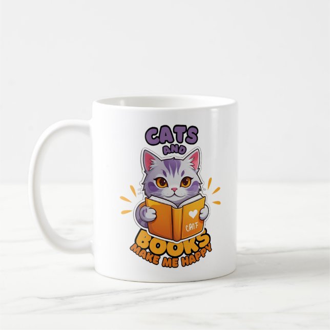 Mug Les chats et les livres me rendent heureux (Gauche)