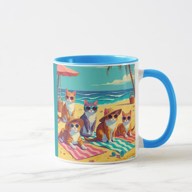 Mug Les chats se prélassent sur la plage (Droite)