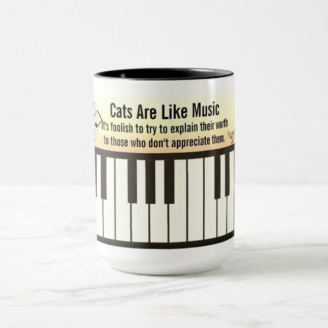 Mug Les chats sont comme la musique - Clavier de piano (Centre)