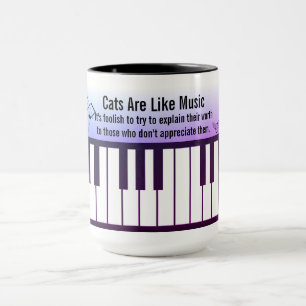 Mug Les chats sont comme la musique, clavier de piano,
