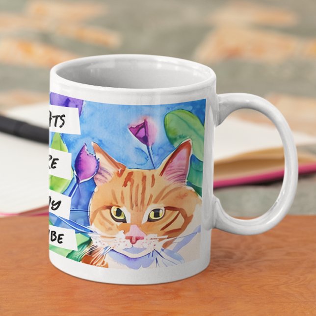 Mug Les chats sont ma tribu | Chat orange et fleurs (Créateur téléchargé)