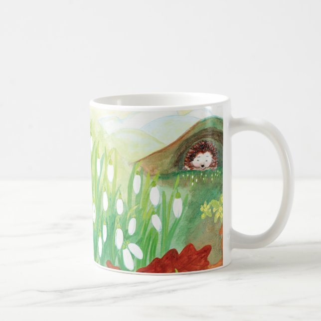 Mug Les chutes de neige en floraison et un hérisson (Droite)