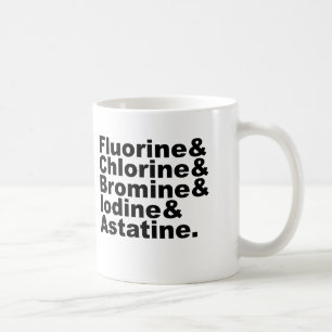 Mug Les cinq halogènes de la chimie chlore, le brome