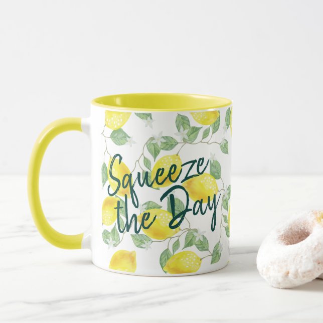 Mug Les citrons d'aquarelle serrent le jour (Avec donut)
