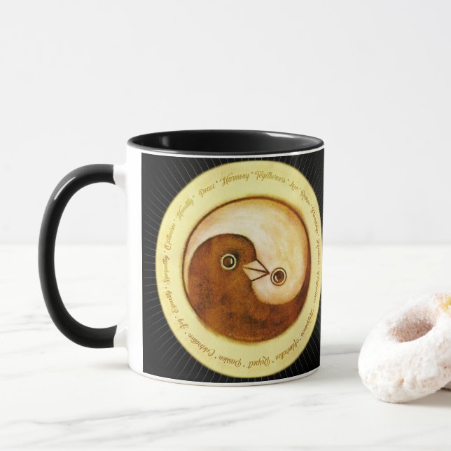 Mug Les colombes de paix de Yin Yang (Avec donut)