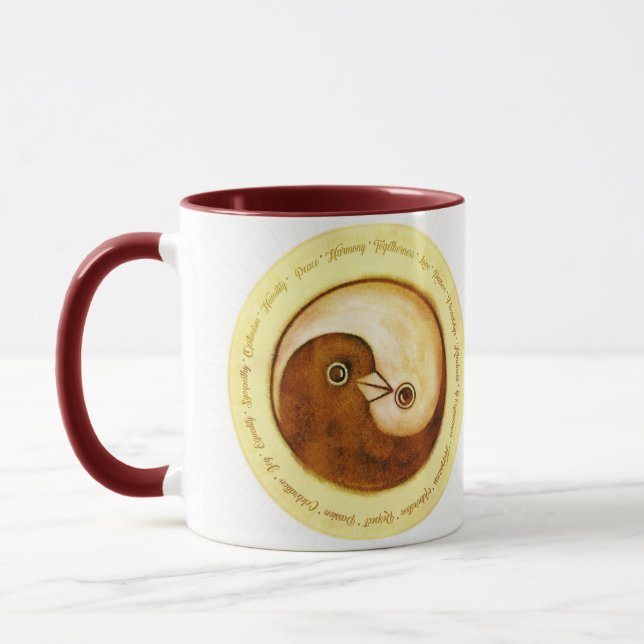 Mug Les colombes de paix Yin Yang à deux tons (Gauche)