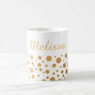 Mug Les confettis chics d'or pointillent le nom fait