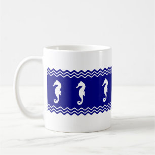 Mug Les côtes Blancs Océan Bleu Les hippocampes