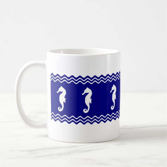 Mug Les côtes Blancs Océan Bleu Les hippocampes (Gauche)
