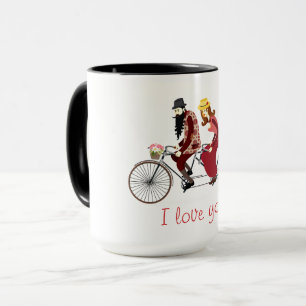 Mug Les couples affectueux sur une bicyclette tandem