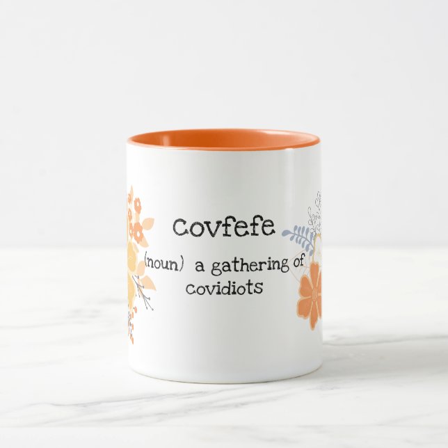 Mug Les Covidiots Rassemblent Les Fleurs Grises Orange (Centre)