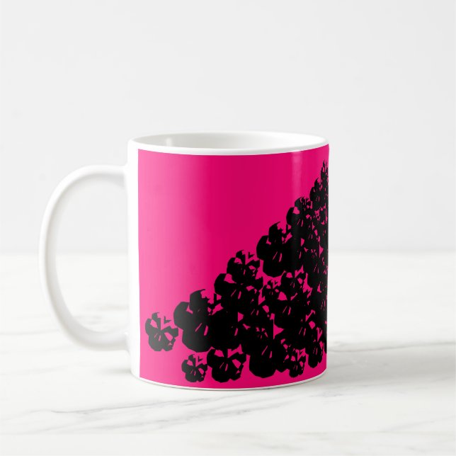 Mug Les crânes d'Halloween empilent noir néon rose mag (Gauche)