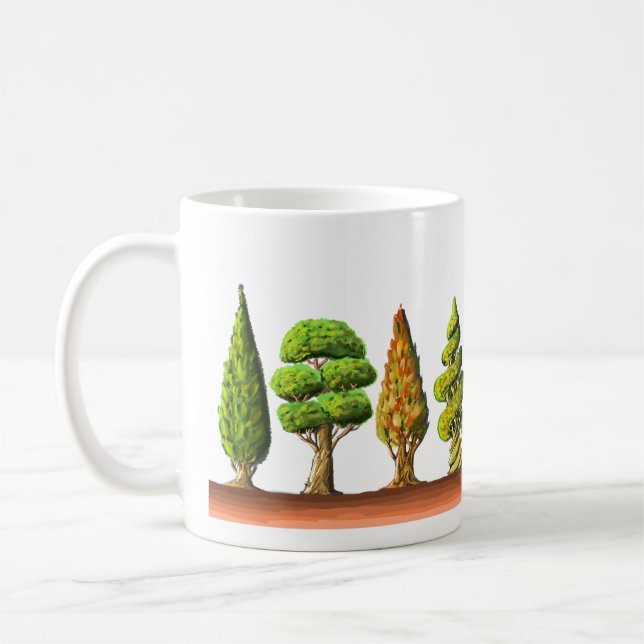 Mug Les cyprès en dessin couleurs (Gauche)