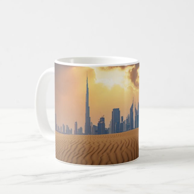 Mug Les déserts | Vue Skyline de Dubaï depuis la dune  (Devant gauche)