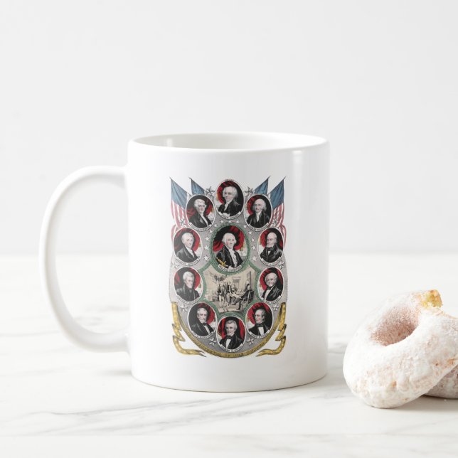Mug Les dix premiers présidents des États-Unis (Avec donut)