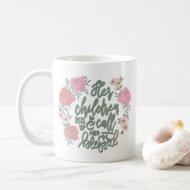 Mug Les enfants se lèvent et la bénissent Proverbes 31 (Avec donut)