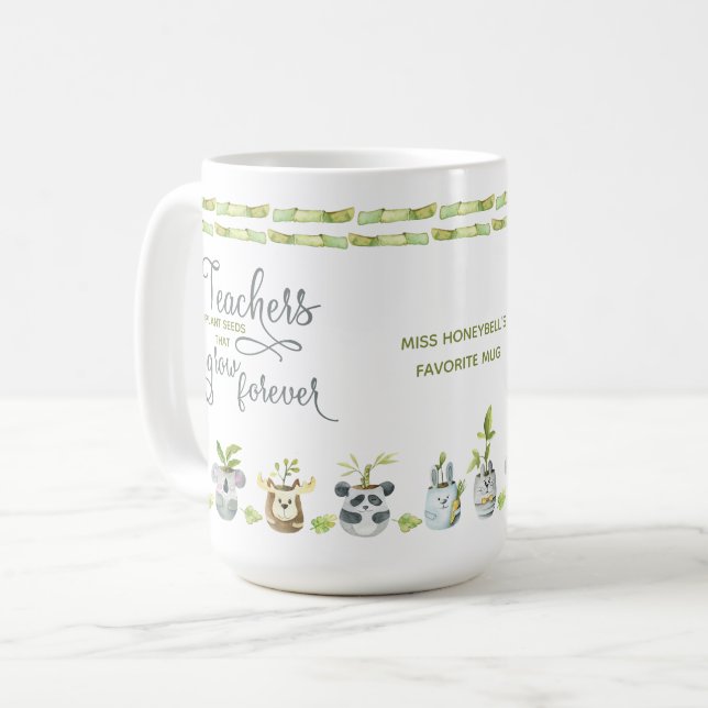 Mug Les enseignants plantent des graines qui poussent  (Devant gauche)