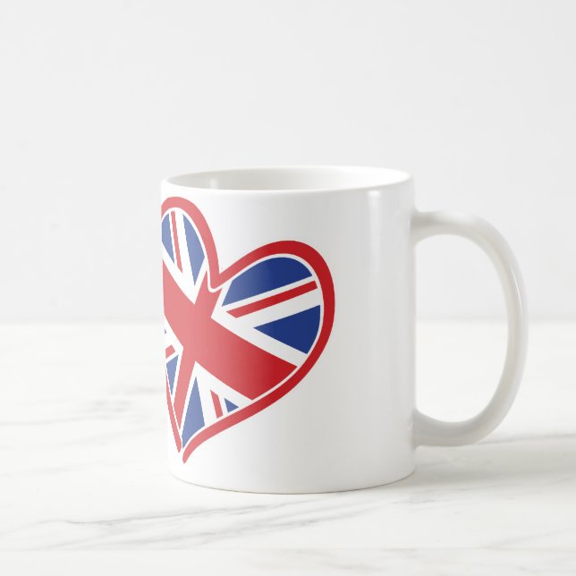 Mug Les Etats-Unis et le R-U aux coeurs montrant (Droite)