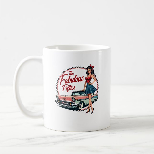 Mug Les fabuleuses Cinquante-Années Retro Car Girl Gra (Gauche)