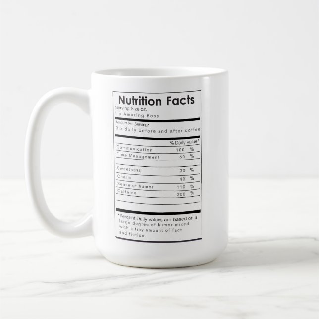 Mug Les faits nutritionnels amusants d'un grand BOSS M (Gauche)