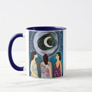 Mug Les femmes regardent l'oeuvre d'art de la lune