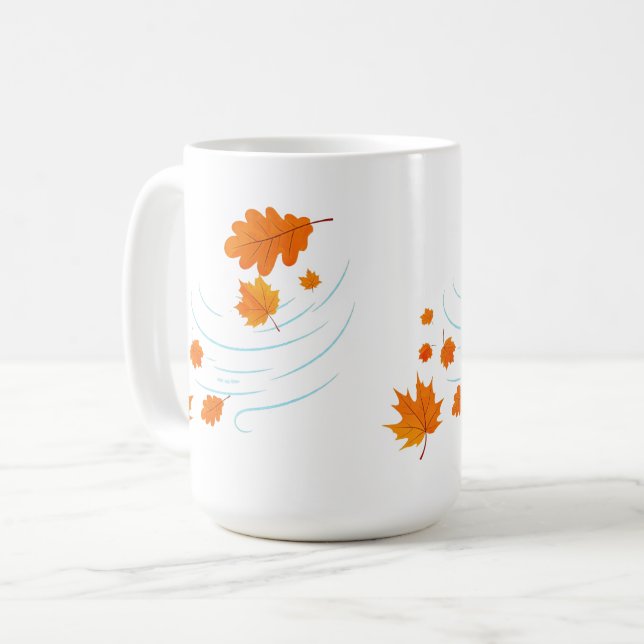 Mug Les feuilles d'automne dans le vent : Design éléga (Devant gauche)