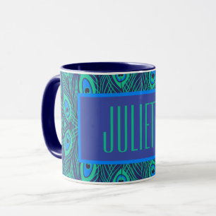 MUG LES FEUILLES DE PEACOCK ATTRAYANTES CONÇUES EN VER