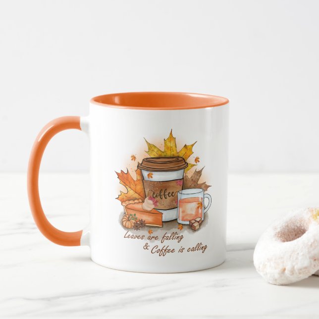 Mug Les feuilles tombent, le café appelle  (Avec donut)
