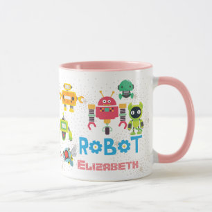 Mug Les filles aiment les ROBOTS rose nommé Funny mign