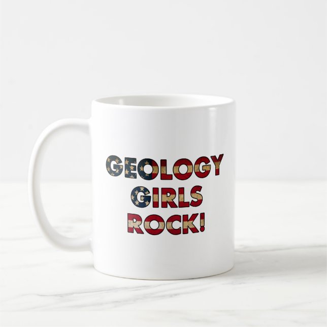 Mug Les filles de la géologie roulent ! (Drapeau améri (Gauche)