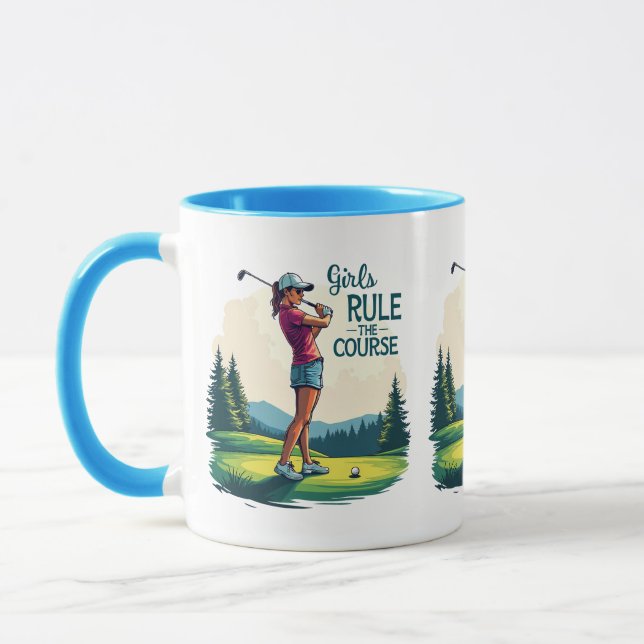Mug Les filles gouvernent le parcours Retro Golf Illus (Gauche)
