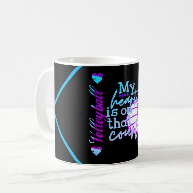 Mug Les filles Volleyball Mon coeur est sur ce tribuna (Devant gauche)