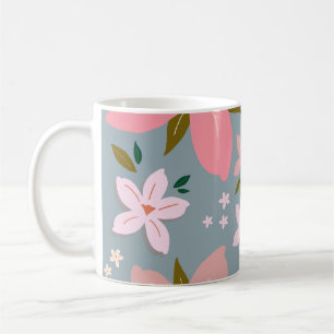 Mug Les Fleurs 06 Fleur Motif Floral Bleu Et Blush