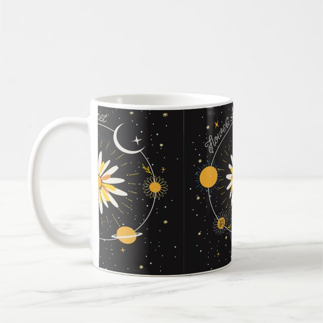 Mug Les fleurs planent le soleil et la lune graphisme (Gauche)