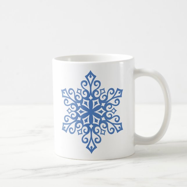 Mug Les flocons de neige bleus de l'hiver Chocolat cha (Droite)
