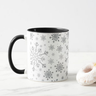 Mug Les flocons de neige gris argenté de Noël en bla
