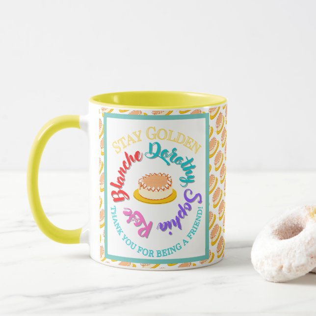 Mug Les Golden Girls Restent Typographie d'or Cheeseca (Avec donut)