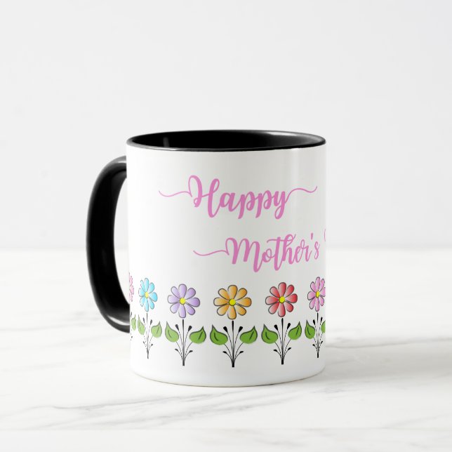 Mug Les Heureux-Mère-Jours, fleurs, vous aiment maman (Devant gauche)