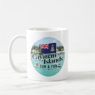 Mug "Les Îles Caïmans Soleil & Amusement" Avec Drapeau