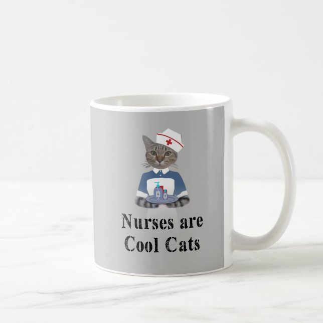 Mug Les infirmières sont des chats Cool Gray Drôle Cha (Droite)