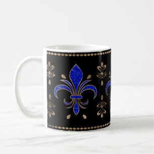 Mug Les Lapils de luxe Lazuli et or Fleur de lis ornem