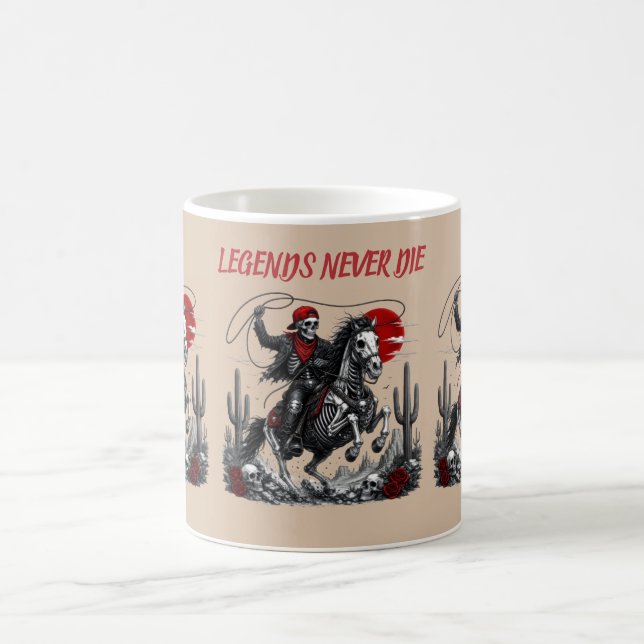 Mug LES LÉGENDES NE MEURENT JAMAIS – Cowboy squelette  (Centre)
