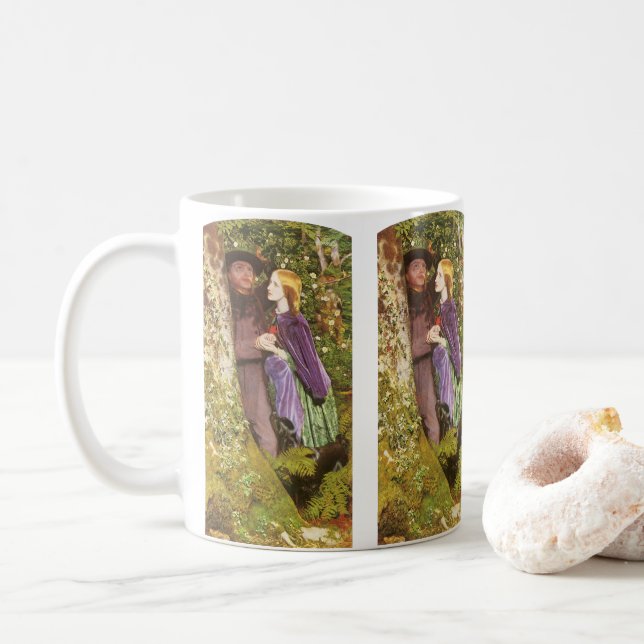 Mug Les Longs Fiançailles par Arthur Hughes, Art Vinta (Avec donut)