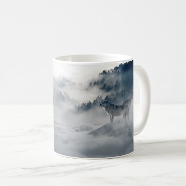Mug Les loups dans un paysage hivernal (Devant droit)
