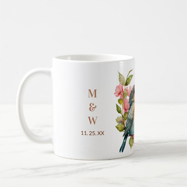 Mug Les Lovebirds personnalisés adoptent des noms et d (Gauche)