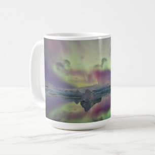 Mug Les lumières Aurora reflètent la lagune   Islande