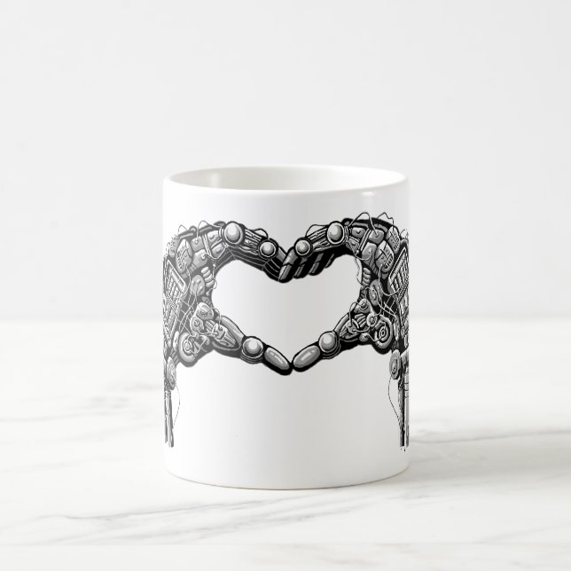Mug Les mains de robot font la forme de coeur (Centre)