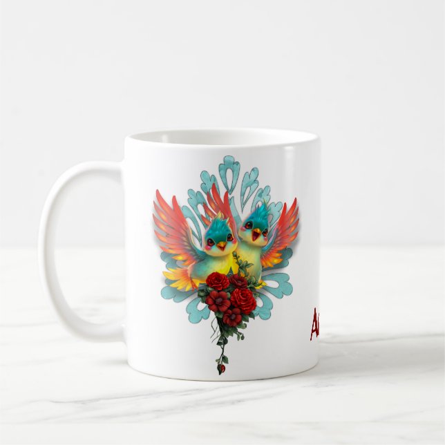 Mug Les mignons oiseaux du bon humour. (Gauche)