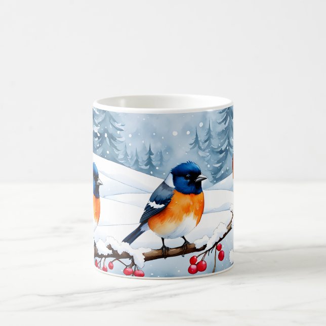 Mug Les mignons petits oiseaux chanteurs dans un paysa (Centre)